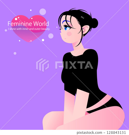 可愛的女性身體護理和美容圖片 128843131