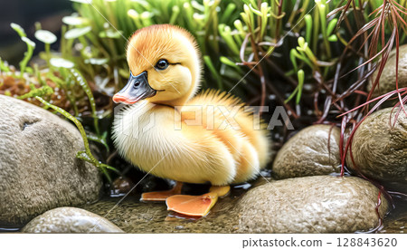 Cute and funny yellow duckling, newborn duckling, little duck 128843620