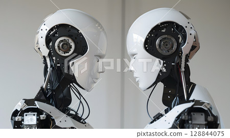 The robot, the android, is ready to perform work functions. AI Generated 128844075