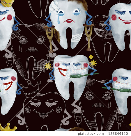 This enchanting and whimsical pattern art featuring a tooth character is truly delightful 128844130