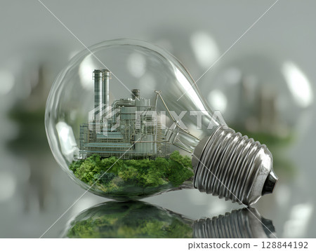 The light bulb as a concept of environmental protection and energy saving. Neural network AI generated art 128844192