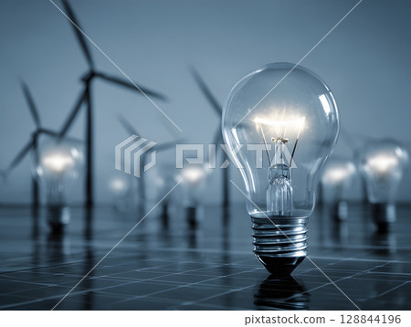 The light bulb as a concept of environmental protection and energy saving. Neural network AI generated art 128844196