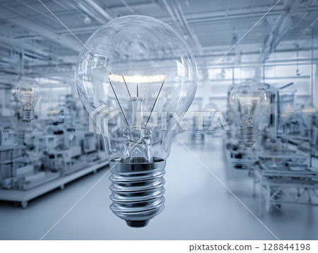 The light bulb as a concept of environmental protection and energy saving. Neural network AI generated art 128844198