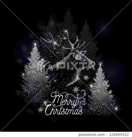 Luxury Christmas and Happy New Year holiday cover template. Design for postcard, greeting, wallpaper, poster. Not AI. Vector illustration 128844322