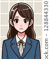 日本女學生的憂慮和憤怒表情，可愛又美麗！青春少女高中生或國中生製服AI插畫《青春》 128844330