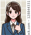 日本女學生的憂慮和憤怒表情，可愛又美麗！青春少女高中生或國中生製服AI插畫《青春》 128844331