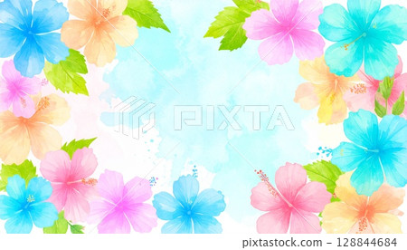 芙蓉水彩畫框 128844684