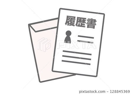 Simple illustration of a resume and envelope 128845369