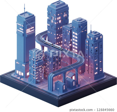 isometric city of isometric city, remove background 128845660