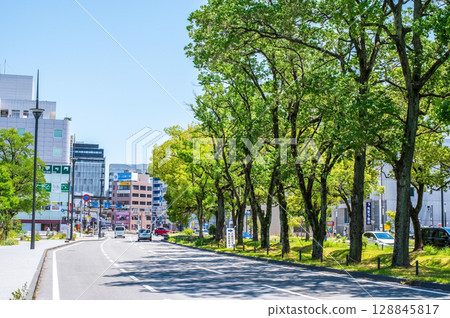 "Cityscape" Office street and street trees (Kintetsu Yokkaichi Station West Central Street, Yokkaichi City, Mie Prefecture) 128845817