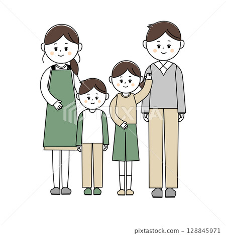 Illustration of a young and cute family 128845971