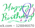 用綠色草寫的生日快樂！ ！ 128846070