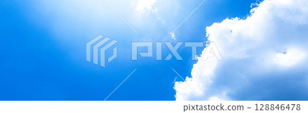 A simple landscape of a refreshing blue sky and white clouds 128846478