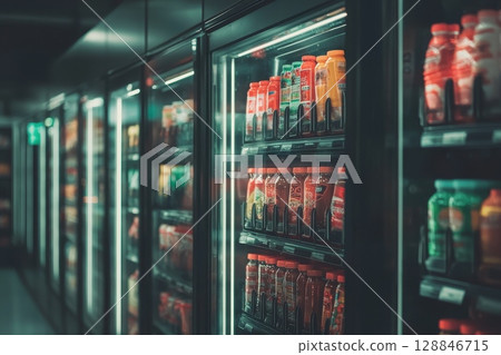 Futuristic Vending Machine in Modern Supermarket Futuristic Vending Machine in Modern Supermarket 128846715