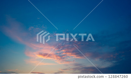 Sunset clouds and blue sky Cyan 128847260