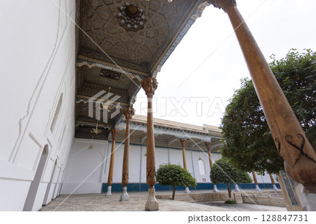 tomb of Baha al-Din Naqshband, a founder of Sufi Sunni Islam. the building is called  Bahoutdin Architectural Complex or bakhautdin naqsband mausoleum. 128847731