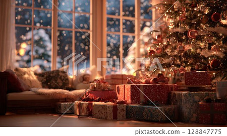 Gifts under the Christmas tree 128847775