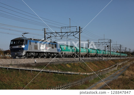 A freight train hauled by EF210-164 running between Okabe and Honjo A freight train hauled by EF210-164 running between Okabe and Honjo 128847847