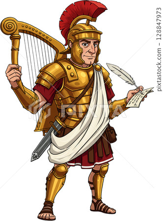 Roman Bard with Lyre 128847973