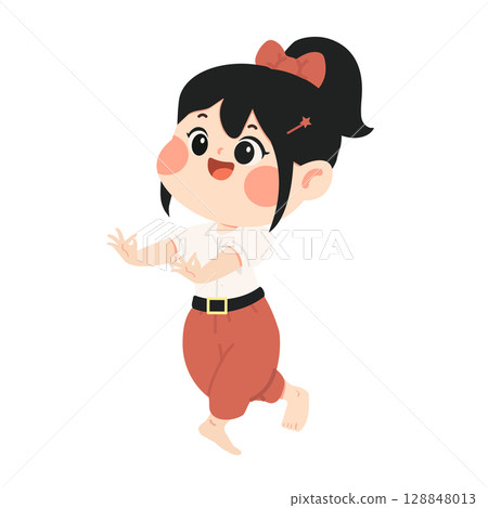 Cute girl in a Thai dancer costume Cute girl in a Thai dancer costume 128848013