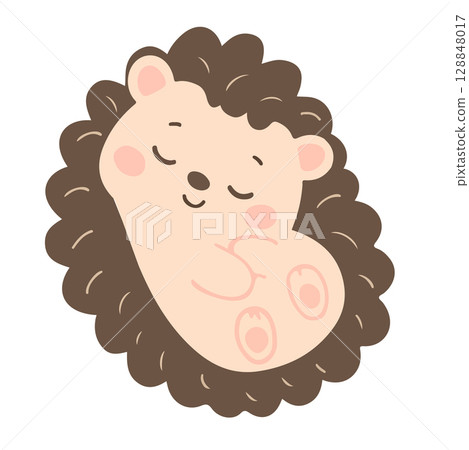Cartoon Illustration of Sleeping Hedgehog Cartoon Illustration of Sleeping Hedgehog 128848017