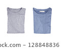 Folded t-shirt isolated on white background. 128848836