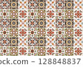 Colorful vintage ceramic tiles wall decoration.Turkish ceramic tiles wall background 128848837