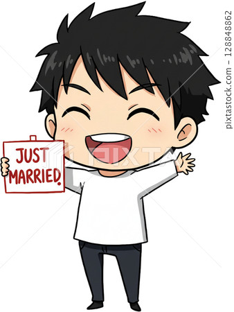 Cute Just Married Character 128848862