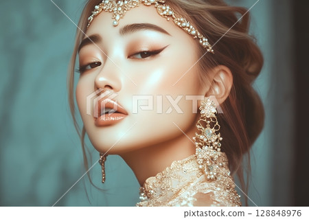 Beautiful Japanese hair and makeup styles: Beautiful women's images generated by AI (horizontal photo) Beautiful Japanese hair and makeup styles: Beautiful women's images generated by AI (horizontal photo) 128848976