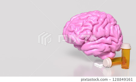 The Brain and drug for medical or sci concept 3d Rendering. 128849161