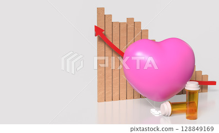 The Heart and Medicine for Health and Medical concept 3d Rendering. The Heart and Medicine for Health and Medical concept 3d Rendering. 128849169