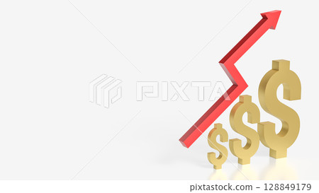 The Gold Dollar and Arrow up for Business concept 3d Rendering. 128849179