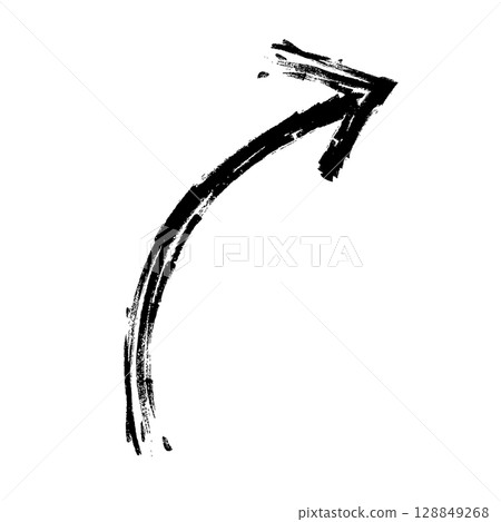 Hand drawn illustration of a curved upward arrow Hand drawn illustration of a curved upward arrow 128849268