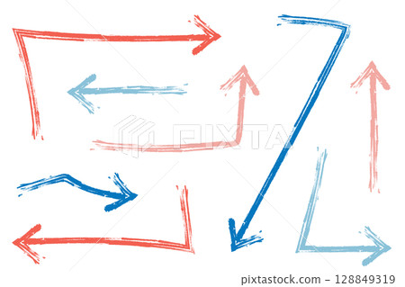 一組各種手繪箭頭插圖 128849319