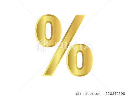 Gold Percent Symbol Icon Gold Percent Symbol Icon 128849508