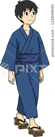 Walking Boy in Yukata 128849699