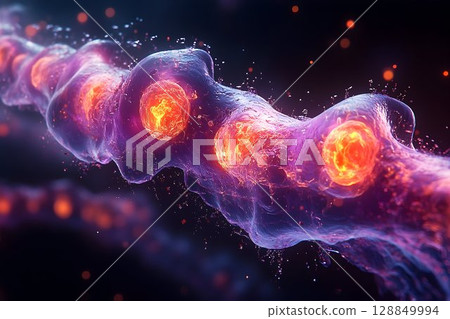 Abstract Cellular Structure with Vibrant Colors 128849994