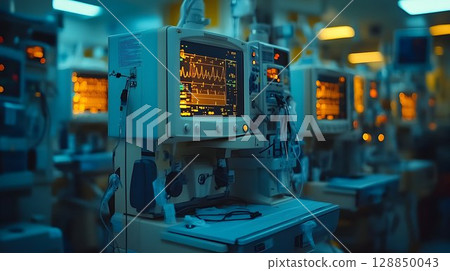 Medical Equipment in a Hospital Intensive Care Unit 128850043