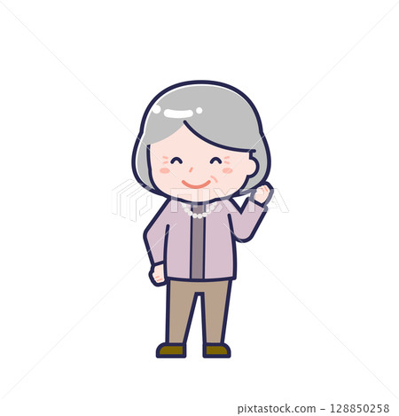 Senior in plain clothes / diagonal / female 04 128850258
