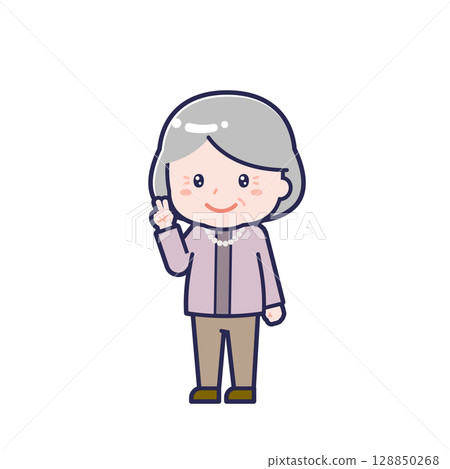 Senior in plain clothes / diagonal / female 14 128850268