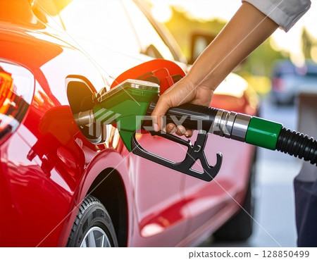 在加油站給汽車加油的手 128850499