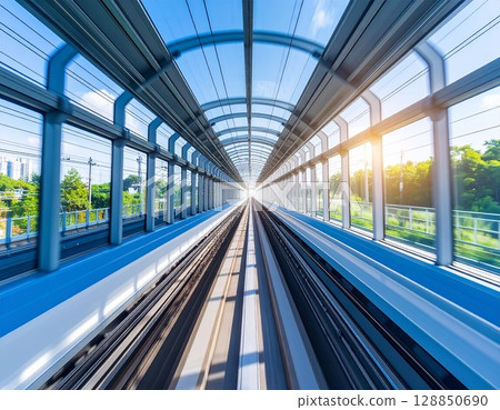 Railway front view running 128850690