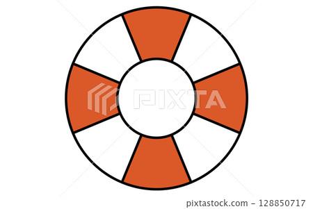 游泳圈的簡單線條插圖，夏季插圖，黑白 128850717