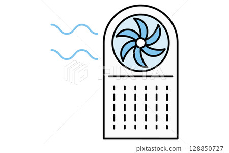 簡易線條畫插圖,方便的風扇,夏季插圖,黑白 簡易線條畫插圖,方便的風扇,夏季插圖,黑白 128850727