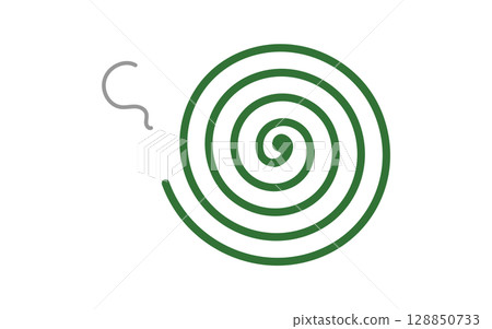 Simple line drawing illustration of a mosquito coil, summer illustration 128850733