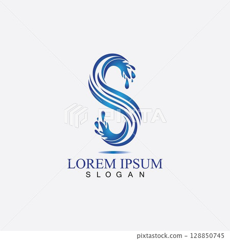 S letter water splash logo design template 128850745