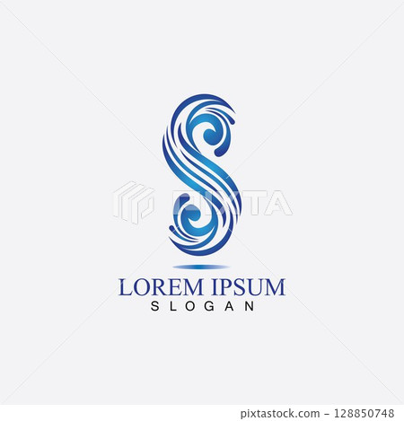 S letter water splash logo design template S letter water splash logo design template 128850748