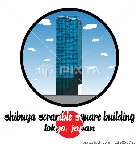 Circle Icon Shibuya Scramble Square building. Vector illustration Circle Icon Shibuya Scramble Square building. Vector illustration 128850783