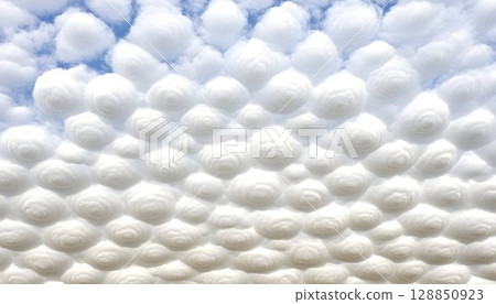 Mammatus Clouds Displaying Unique Cellular Pattern Against a Blu 128850923