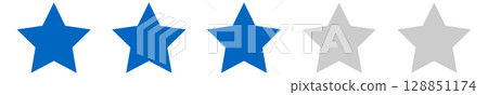 Illustration of a star rating out of 5 (3 points) 128851174